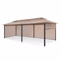 Pavillon de jardin - Blumfeldt Grandezza Cortina - 3x6 m - 4 panneaux latéraux - Gris