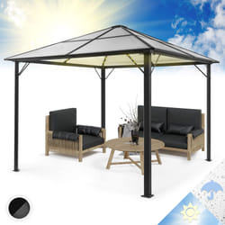 Pantheon Solid Sky Ambient Tonnelle de Jardin Waterproof en Aluminium 3x4m avec Toit Rigide en Polycarbonate Translucide, Barnum Résistant, Pavillon