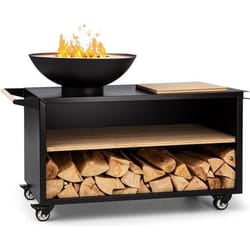 Blumfeldt Brasero Exterieur Pour Le Jardin, Brasero Plancha Portable Avec Grille De Bbq, Bol En Acier, Brasero Barbecue Avec Foyer Pour Le Camping, Brûleur À Bois, Ultra Solide, 128 X 90 X 59 Cm