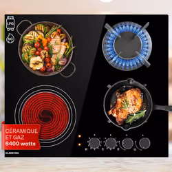La table de cuisson combinée au gaz MultiChef 4 de Klarstein est la fusion idéale de 2 plaques de cuisson au gaz et de deux p ...