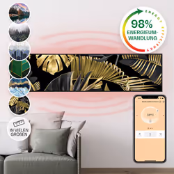 Klarstein Wonderwall Air Art Smart, Chauffage électrique à infrarouge, 1,5 m, IP44, Intérieure, Mur, Noir, Or