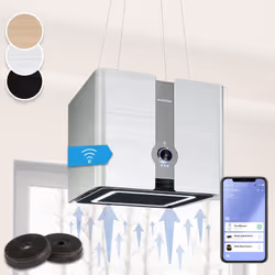 Retour vers le futur : la hotte aspirante d'îlot Klarstein Futurelight Smart apporte une brillance élégante à la cuisine et l ...