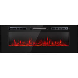 Cheminée Electrique Encastrable, Chauffage Electrique de 1800W, Fausse Cheminée Decorative Murale avec Effet Flamme en led, Télécommande Inclus,