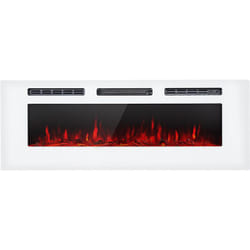 Cheminée Electrique Encastrable, Chauffage Electrique de 1800W, Fausse Cheminée Decorative Murale avec Effet Flamme en led, Télécommande Inclus,