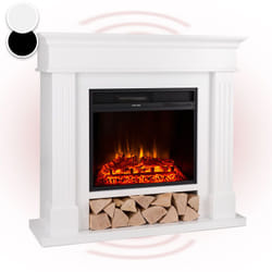 Cheminée Electrique d'Intérieur, Chauffage Electrique de 1800W, Fausse Cheminée Decorative avec Effet Flamme en led, Télécommande Inclus,