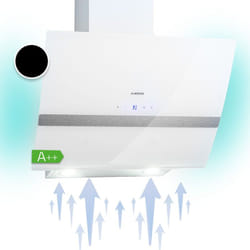 Clara Hotte Aspirante 60cm, Hottes de Cuisine Inclinées, Filtre de Hotte en Aluminium, Débit d'Air Puissant 509 m³/h, Eclairage à led, Efficacité