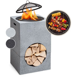 Blumfeldt - Brasero Exterieur pour le Jardin, Brasero Plancha Portable avec Grille de bbq, Pare-Etincelles et Bol en Acier, Brasero Barbecue avec