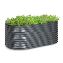 Potager surélevé - Blumfeldt High Grow - 200 x 80 x 100 cm - Jardinière - Tôle dacier ondulée - Jardinière surélevée - Gris