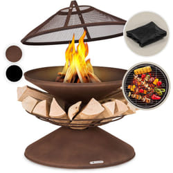 Blumfeldt - Braséro de jardin Aguilera - Foyer de terrasse - Grille barbecue Ø65cm - Pare-étincelles - Charbon ou bois - Rouille