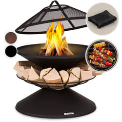 Blumfeldt - Brasero Exterieur pour le Jardin et Terrasse, Brasero Portable, Couvercle Pare-Etincelles, Bol en Acier, Brasero bbq Circulaire avec