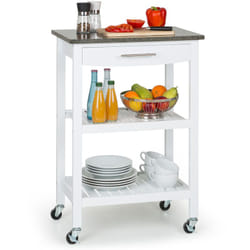 Tennessee chariot de service chariot de cuisine 4 étages bois granit mobile - blanc - Klarstein