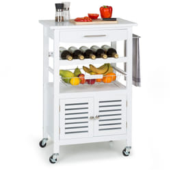 Louisiana chariot de service chariot de cuisine 5 plateaux bois - blanc - Klarstein