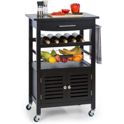 Louisiana chariot de service chariot de cuisine 5 plateaux bois - noir - Klarstein