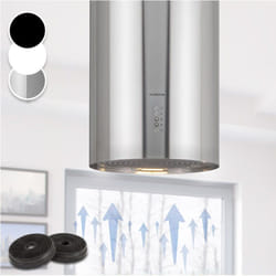 Hotte aspirante Klarstein bolea - hotte d'îlot ø38 cm évacuation/circulation d'air 600 m³/h led + filtre à charbon actif
