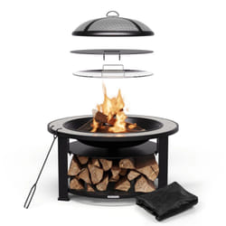 Blumfeldt - Braséro foyer extérieur 3en1 pour jardin - barbecue au charbon de bois, électrique, plancha, table, gril, grille de cuisson, tisonnier,