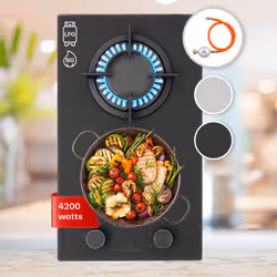 PROFITEZ D'UNE CUISSON EFFICACE ET ÉCONOMIQUE : La table de cuisson à gaz à 2 feux est conçue pour cuisiner efficacement, rap ...