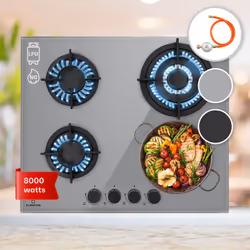 PROFITEZ D'UNE CUISSON EFFICACE ET ÉCONOMIQUE : La table de cuisson à gaz à 4 feux est conçue pour cuisiner efficacement, rap ...