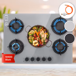 PROFITEZ D'UNE CUISSON EFFICACE ET ÉCONOMIQUE : La table de cuisson à gaz à 5 feux est conçue pour cuisiner efficacement, rap ...