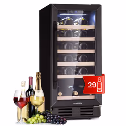 Design élégant et consommation intelligente : Le Klarstein Vinovilla 29 Built-In Uno réfrigérateur à vin est une armoire à vi ...