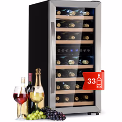 PRÉSENTATION ÉLÉGANTE DES VINS : Avec une porte en verre qui met en valeur votre vin, la cave à vin est doté d'un cadre en ac ...