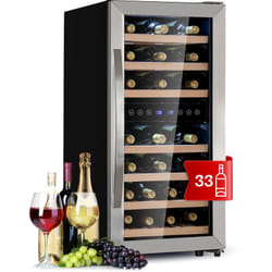 Klarstein - Cave a Vin, Réfrigérateur à Vin avec Porte en Verre, Cave à Vin de Vieillissement, Double Zone, Prosecco, Bière, Ecran Tactile,