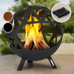 Blumfeldt - Brasero Exterieur pour le Jardin et Terrasse, Brasero Portable, Couverture Pluie, Bol en Acier, Brasero Rond avec Foyer Camping, Brûleur