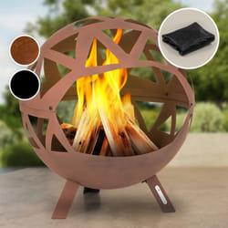 Blumfeldt - Brasero Exterieur pour le Jardin et Terrasse, Brasero Portable, Couverture Pluie, Bol en Acier, Brasero Rond avec Foyer Camping, Brûleur