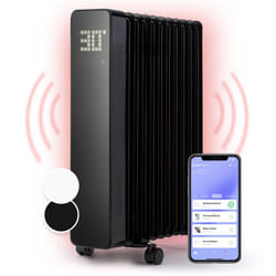 Klarstein - Radiateur à huile Sanford Smart - 2500 w - Minuterie - Ecran led - Commande tactile par app - Noir