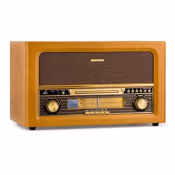 Chaîne stéréo rétro - Auna Belle Epoque 1906 CD FM USB MP3 REC AUX - Brun.