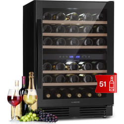 Klarstein - Cave a Vin, Réfrigérateur à Vin avec Porte en Verre, Cave à Vin de Vieillissement Double Zone, Prosecco, Bière, Ecran Tactile,