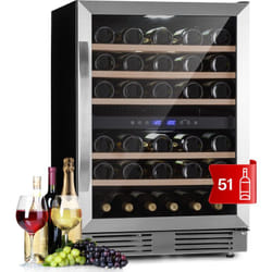 Klarstein - Cave a Vin, Réfrigérateur à Vin avec Porte en Verre, Cave à Vin de Vieillissement Double Zone, Prosecco, Bière, Ecran Tactile,