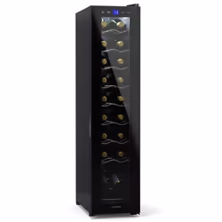 Klarstein Cave à Vin Cave de Conservation de 50L Porte en Verre 1 Zone Frigo Vin Armoire a Vin 18 Bouteilles Noir
