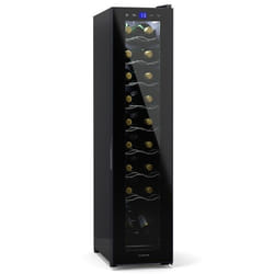 Klarstein Cave à Vin Cave de Conservation de 50L Porte en Verre 1 Zone Frigo Vin Armoire a Vin 18 Bouteilles Noir