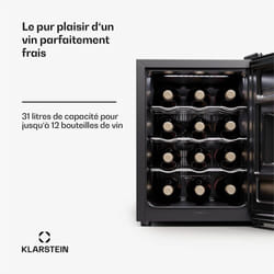 Klarstein - cave à vin autonome 1 zone petit réfrigérateur à boissons petite cave à vin petite cave à vin avec porte vitrée réfrigérateur à boissons