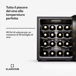 Klarstein - Cave a Vin Caves à Vin de Conservation Porte en Verre Cave a Vins à Zone Unique Bar Int/Ext Frigo Vin Armoire a Vin Cave a Vin de