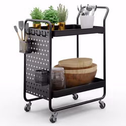 PLUS D'ESPACE : Chariot de service élégant offrant un espace de rangement supplémentaire avec de nombreuses options, idéal po ...