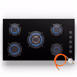 PROFITEZ D'UNE CUISSON EFFICACE ET ÉCONOMIQUE : La table de cuisson à gaz à 5 feux est conçue pour cuisiner efficacement, rap ...