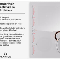 Klarstein - Plaque Induction en Céramique de 7200W, Plaque de Cuisson Electrique à Induction, Plaque Induction 4 Feux, Tables de Cuisson, Plaques
