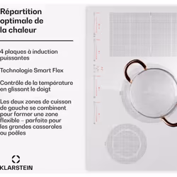 La table de cuisson à induction Klarstein Masterzone 77 Hybrid révolutionne l'expérience culinaire. Sur le côté droit de la t ...