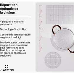 Klarstein - Plaque Induction en Céramique de 7200W, Plaque de Cuisson Electrique à Induction, Plaque Induction 4 Feux, Tables de Cuisson, Plaques