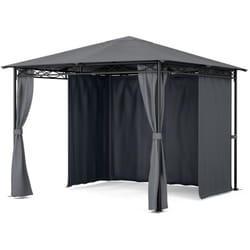 Blumfeldt Mondo Pavillon de jardin avec auvent 295x262x295 cm Pergola Jardin Extérieur acier polyester Pergola gris