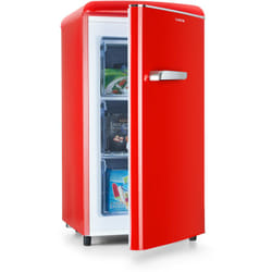 Laika - Congélateur, volume total 60 litres, thermostat à 5 niveaux, 0 à -18°C, 3 grilles, pose libre, design rétro - rouge - Klarstein