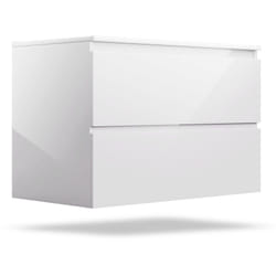 Blumfeldt - meuble de salle de bain suspendu avec vasque en céramique 80 cm fini blanc brillant meuble de rangement élegant pour optimiser votre