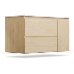 Blumfeldt - armoire de salle de bain avec vasque en ceramique meuble de rangement 90 cm design élegant couleur orme meuble cuisine - ideal pour les