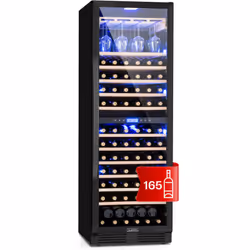 Design élégant et présentation colorée : la cave à vin à deux zones Vinovilla Grande 162 Built-in Duo Onyx Edition de Klarste ...