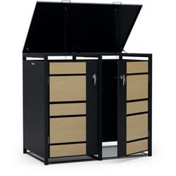 Blumfeldt - Abri de jardin élegant pour poubelle tri selectif 60 l/120 l/240 l - Ouverture par le haut et en façade, serrure à cle, convient aussi