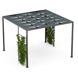 Shade Cove GreenWall Black, salon de jardin extérieur avec pergola jardin extérieur 3x3 m, cadre en acier, toit en pa, tonnelle de jardin extérieur