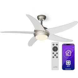 Klarstein - ventilateur de plafond intelligent 132 cm avec lumiere, moteur à courant continu, mode éte-hiver - ventilateur poele à bois idéal pour un