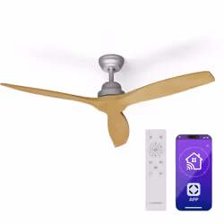 ÉLÉGANT ET EFFICACE : Le ventilateur de plafond intelligent Klarstein Santa Elena au diamètre de 132 cm (52") a 3 pales en bo ...