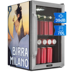 Réfrigérateur 70L, Mini réfrigérateur silencieux avec étagères amovibles, porte vitrée & led, Adapté à l'extérieur, 0-10°C - Klarstein